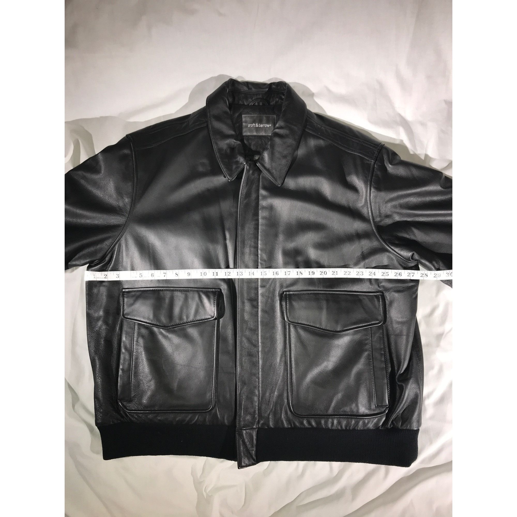 Croft & Barrow Croft & Barrow Men's Black Leather Bomber Aviator Jacket Size US XXL / EU 58 / 5 - 8 Thumbnail