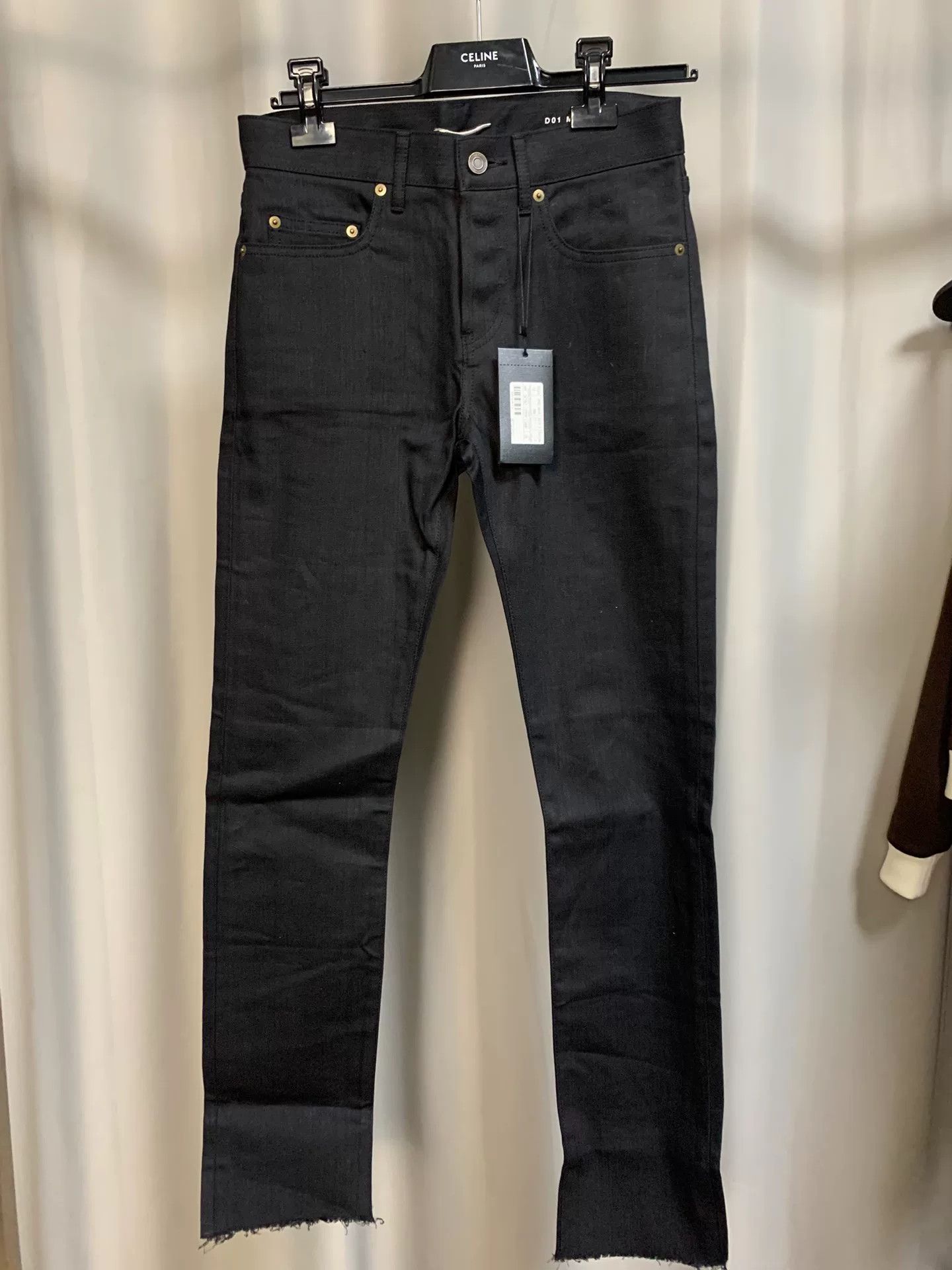 Saint Laurent Paris Saint Laurent Black Frayed Hem Jeans Size US 28 / EU 44 - 1 Thumbnail