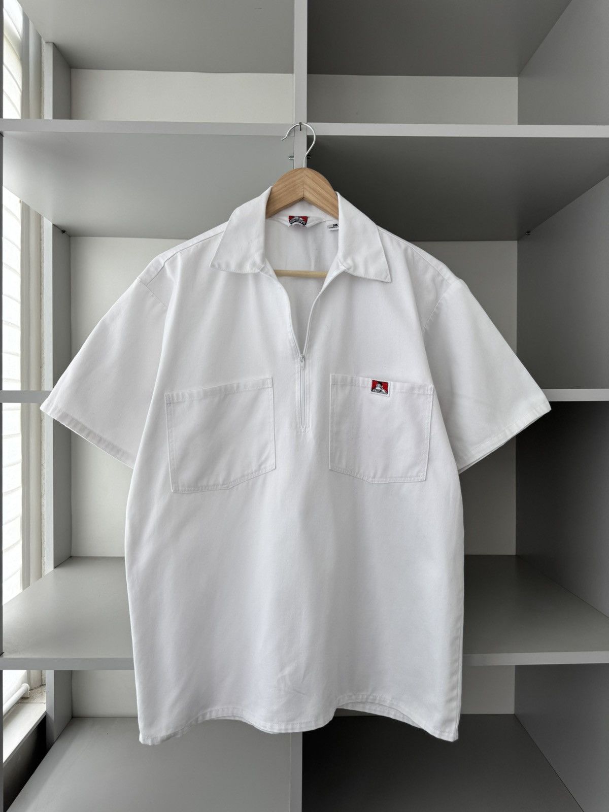 Ben Davis Ben Devis Vintage White 1/3 Zip Pocket Polo Shirt Size US M / EU 48-50 / 2 - 7 Thumbnail