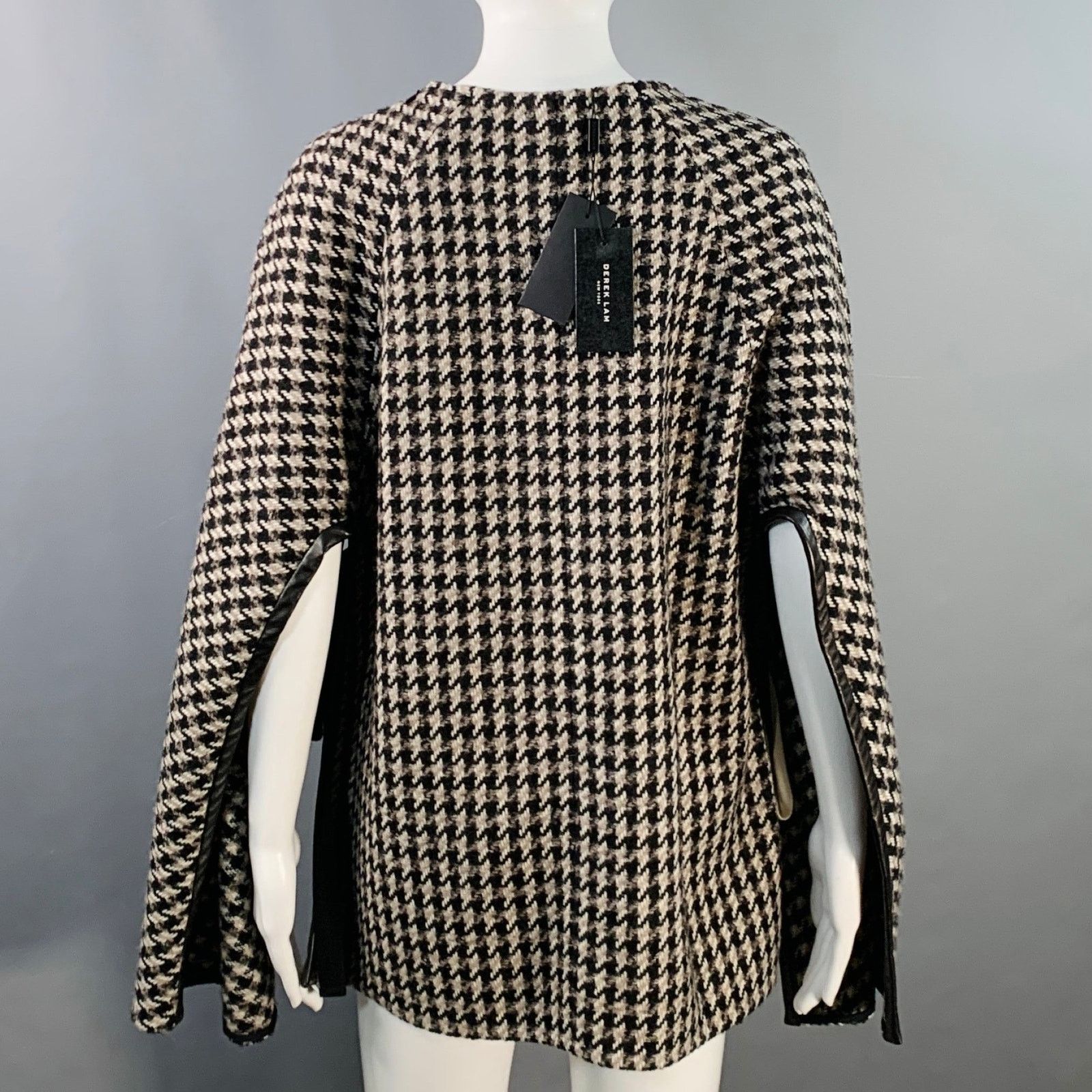 Derek Lam 10 Crosby DEREK LAM Wool Alpaca Houndstooth Poncho Pullover Size ONE SIZE - 5 Thumbnail