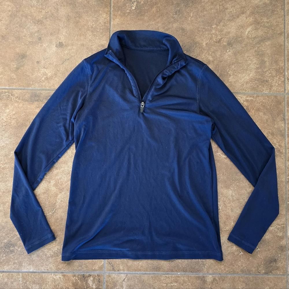 Designer Navy Basic Zipper Detailed Long Sleeve Size M / US 6-8 / IT 42-44 - 1 Thumbnail