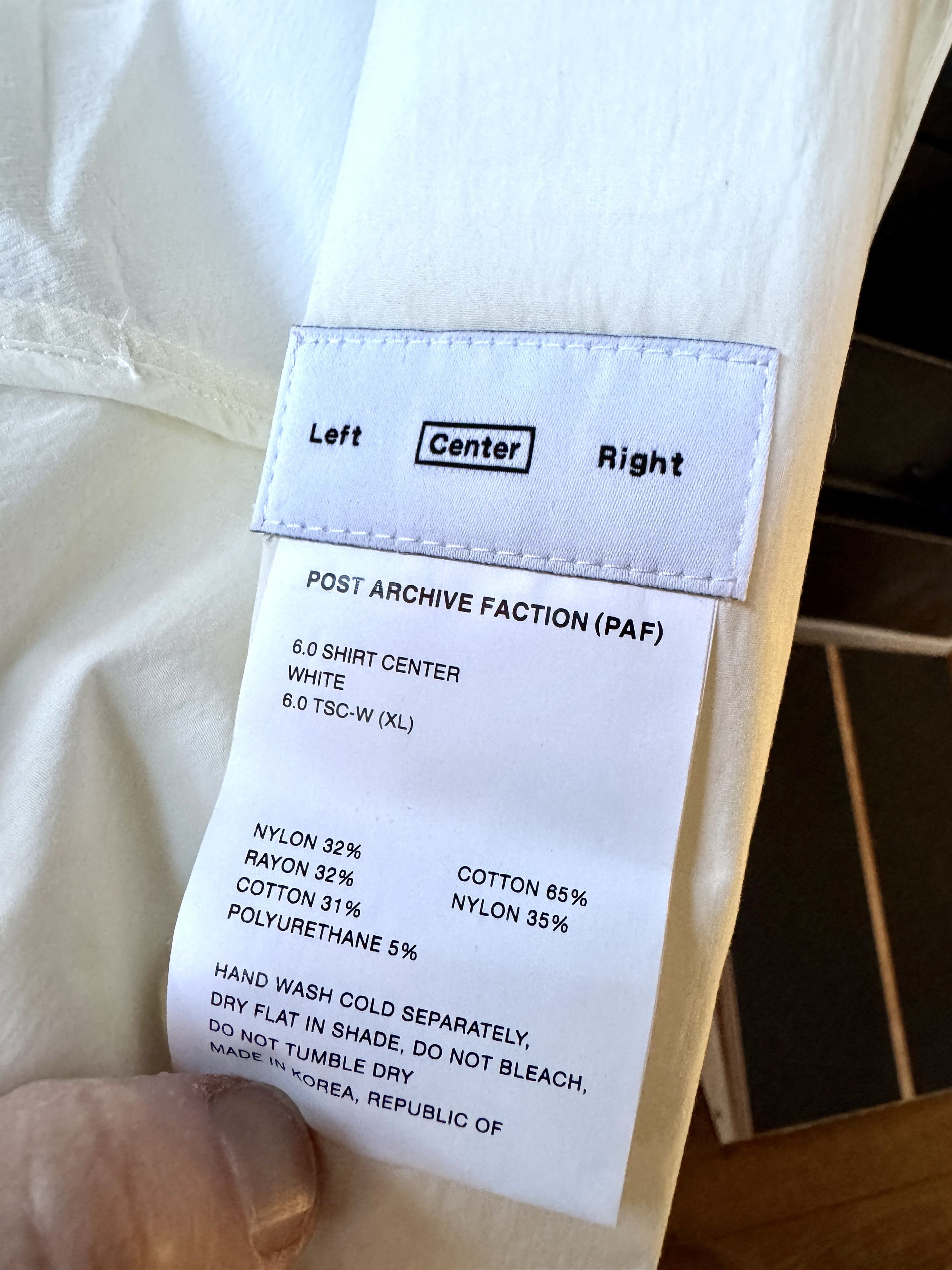 POST ARCHIVE FACTION (PAF) Post Archive Faction PAF 6.0 Shirt Center Off White XL Size US XL / EU 56 / 4 - 20 Thumbnail