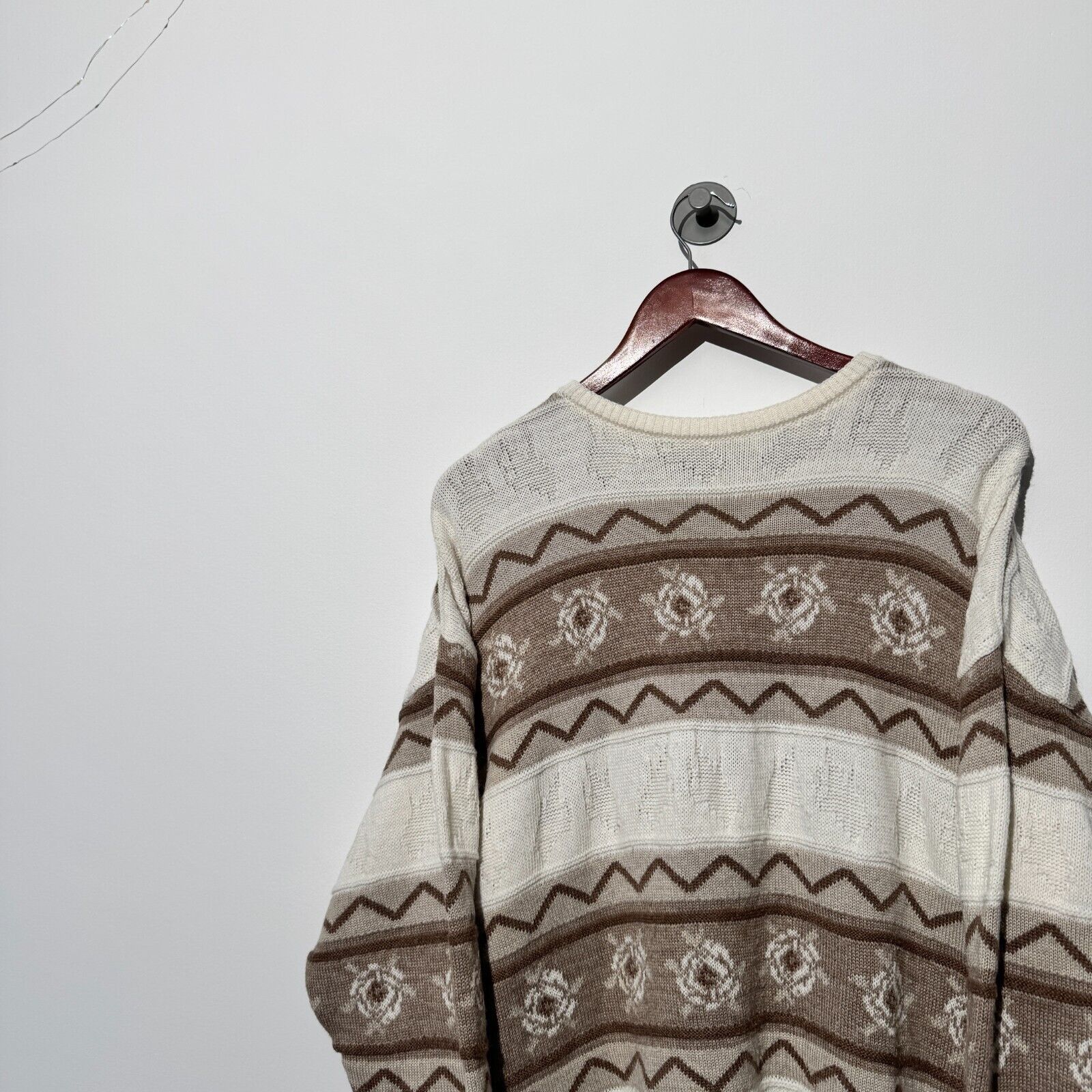 Vintage Vintage Unisex Beige Brown Wool Sweater Size L Regular Fit Size US L / EU 52-54 / 3 - 3 Thumbnail