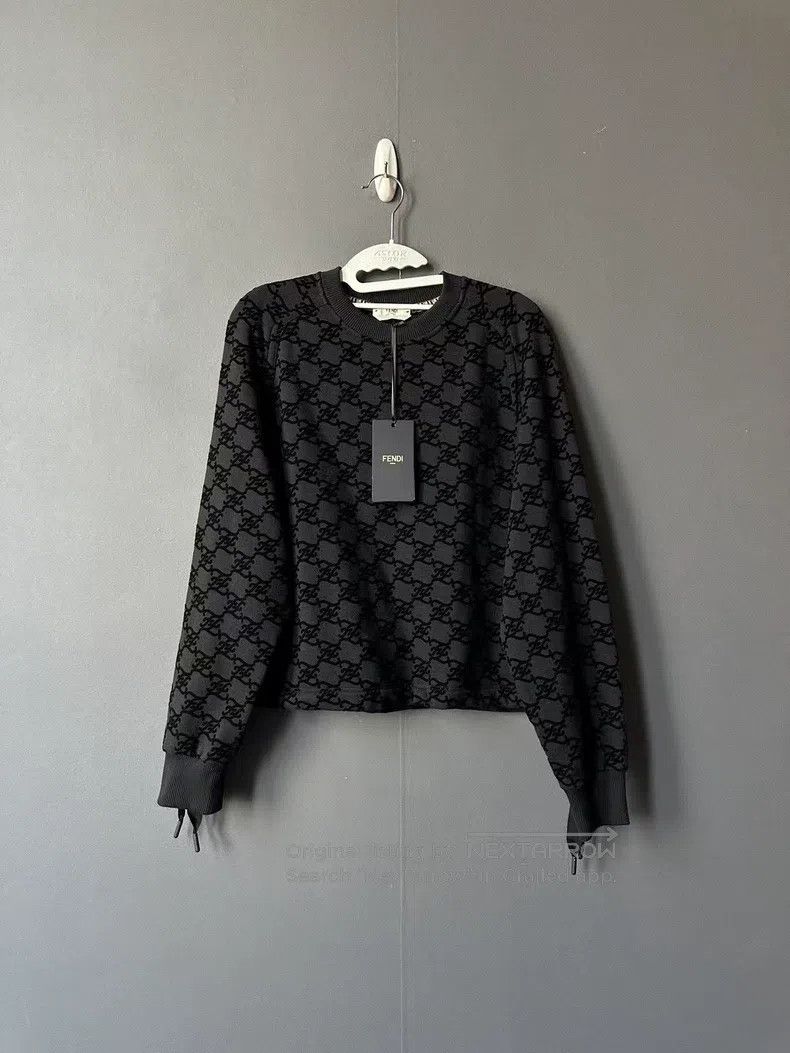 Fendi Fendi Black All-Over Printed Flocked Ribbon Hoodie Size XS / US 0-2 / IT 36-38 - 1 Thumbnail