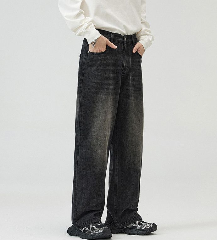 Jean American Straight loose wide-leg washed vintage jeans y2k Size US 32 / EU 48 - 2 Thumbnail