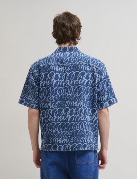 Marni o1w1db10625 Echoes-Print Denim Shirt in Blue Size US XXL / EU 58 / 5 - 2 Thumbnail