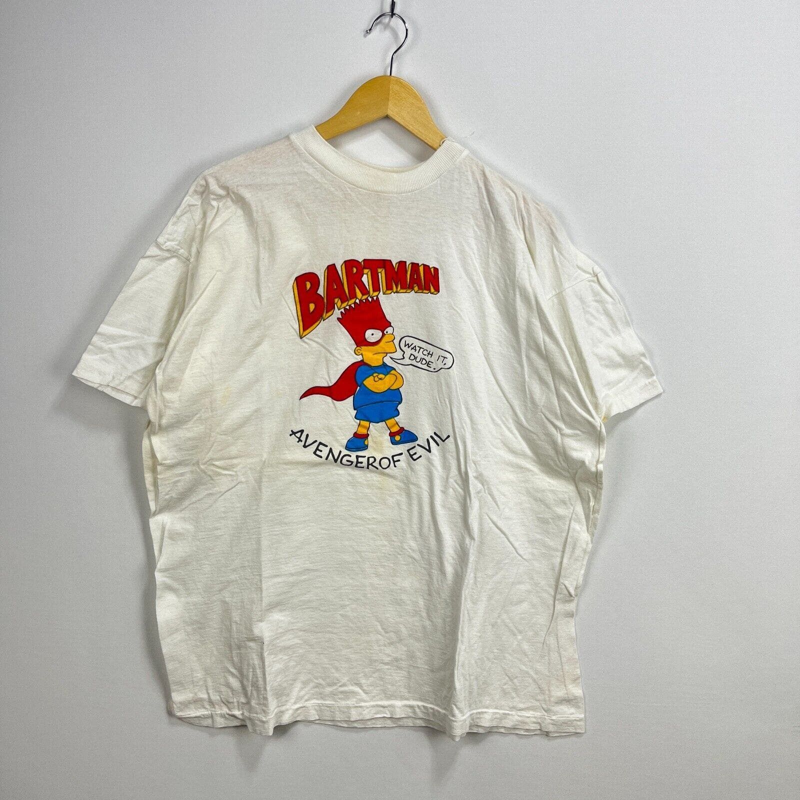 image of Vintage 90's Bartman Bart Simpson Simpsons T Shirt XL in White, Men's