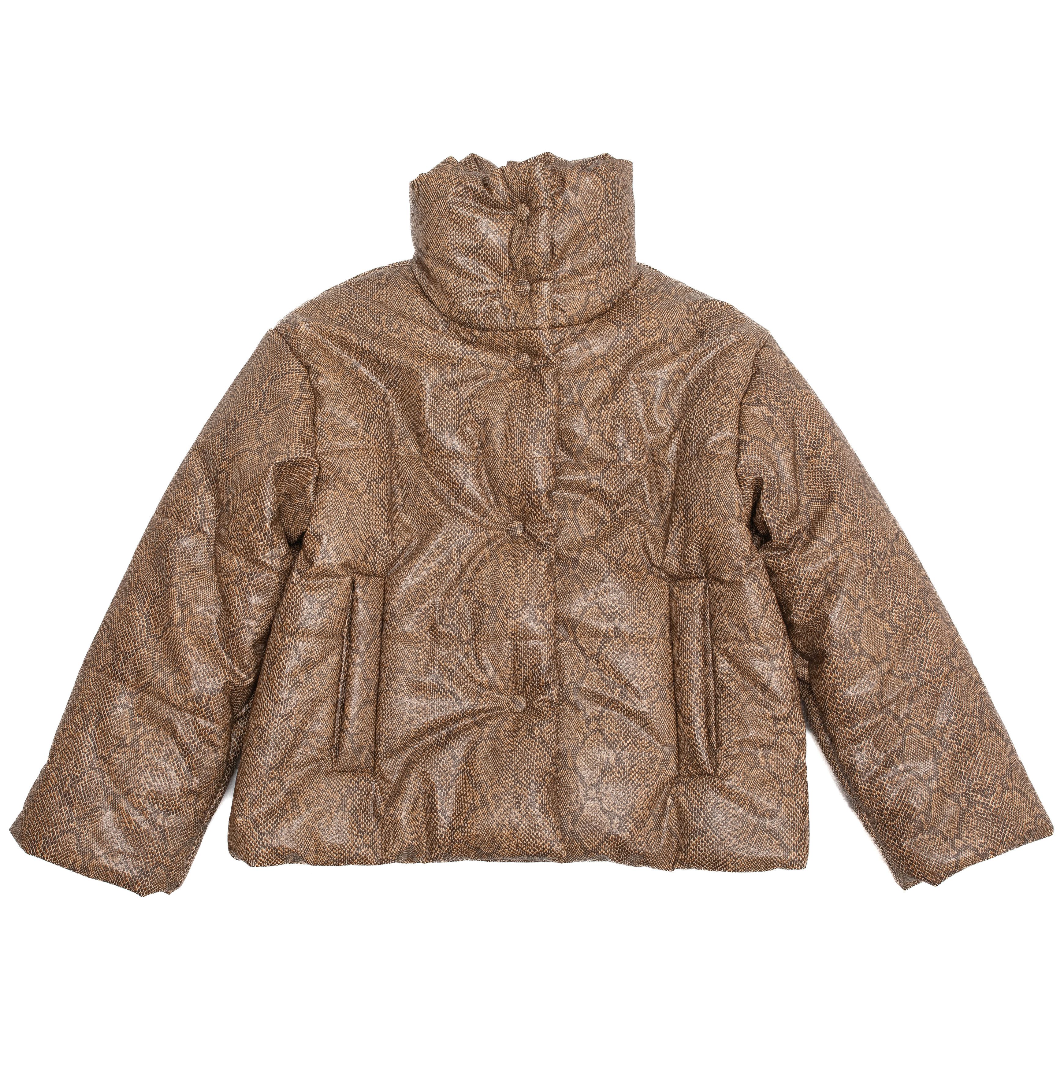 Nanushka NANUSHKA Hide Snake Print Puffer Jacket In Brown Size S / US 4 / IT 40 - 3 Thumbnail
