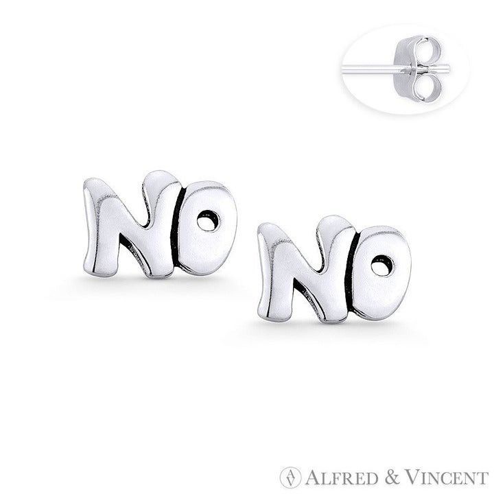 Other NO Word Script Stud Earrings in .925 Sterling Silver Size ONE SIZE - 1 Preview