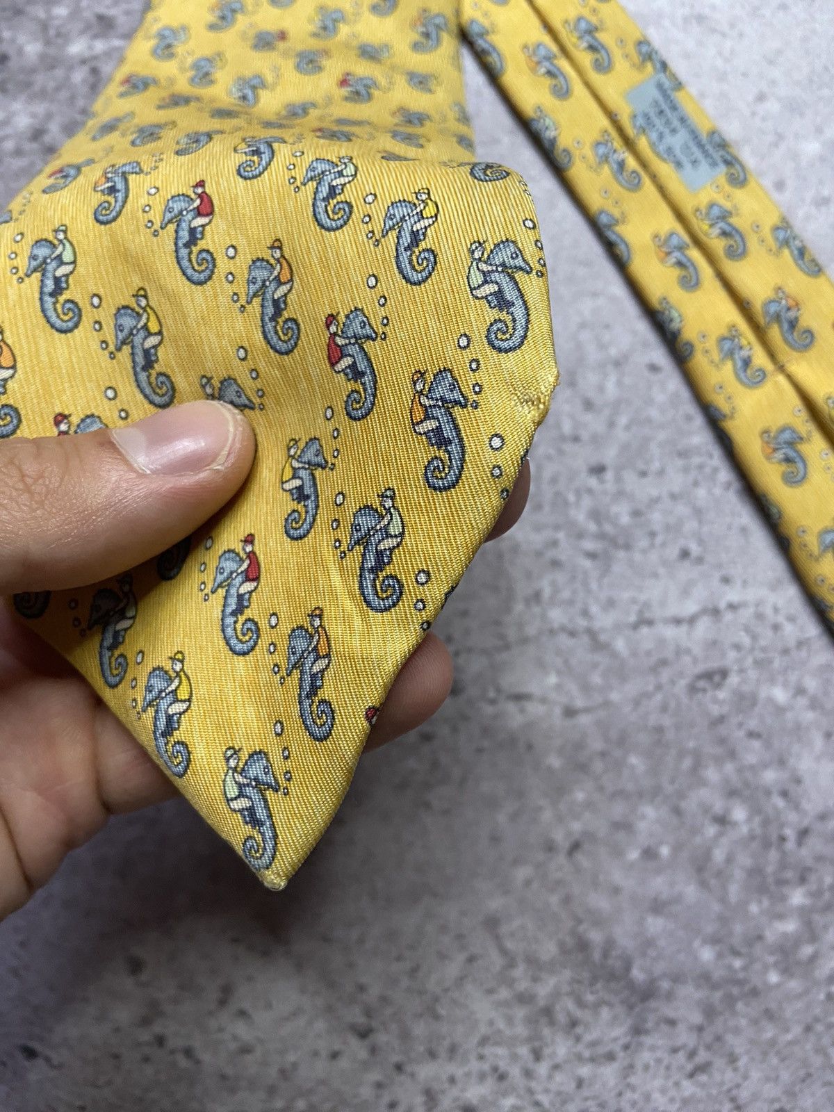 Hermes Hermes 100% silk Tie Seahorse Jockey France Size ONE SIZE - 8 Thumbnail