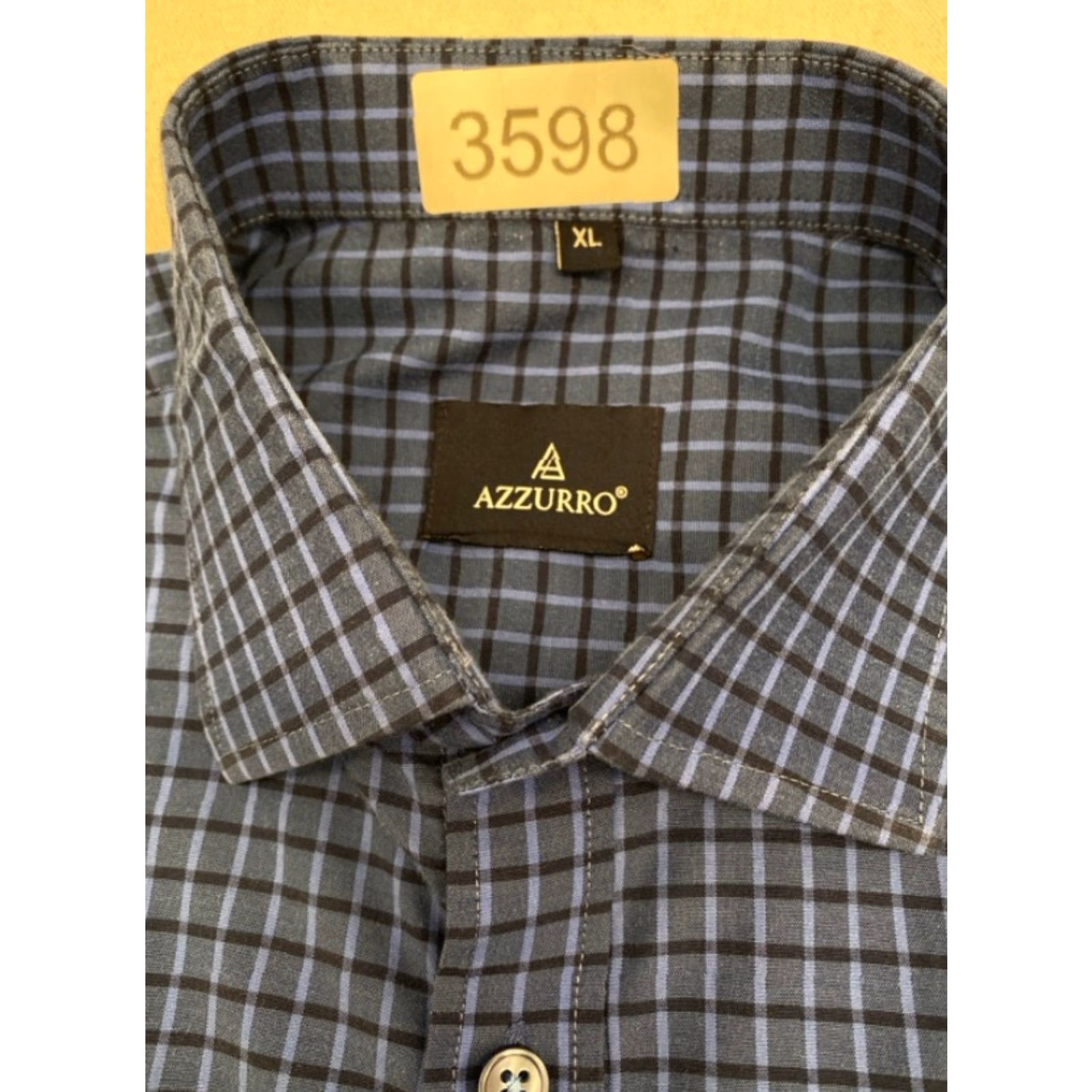 Vintage Azzurro Blue Check Shirt Long Sleeve XL Mens 100% Cotton Dress Shirt Button Up Collar Spread Vintage No Size US XL / EU 56 / 4 - 5 Thumbnail