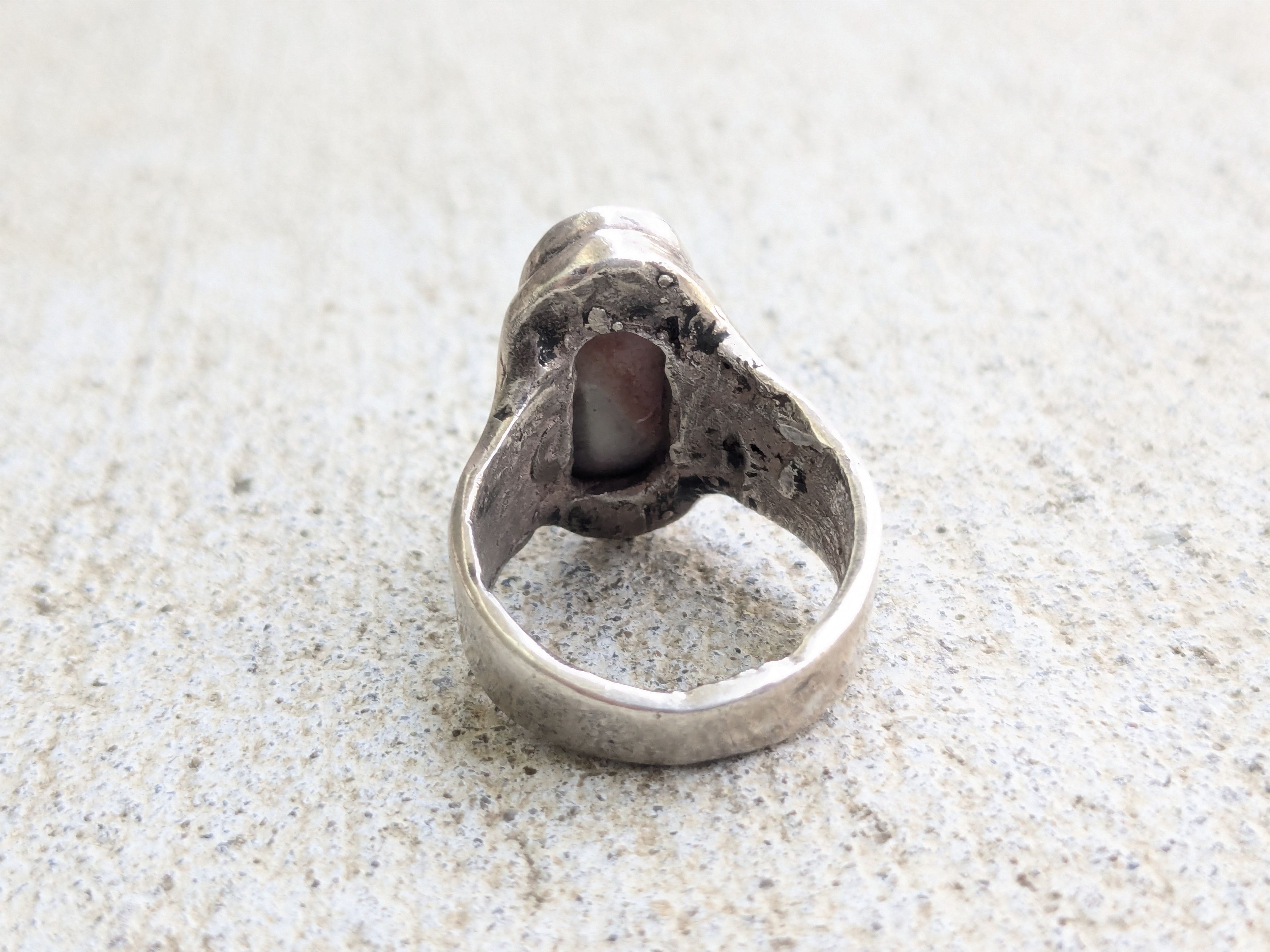 Vintage Vintage Sterling Silver Ring Abalone 9.25 Abstract Modern Size ONE SIZE - 8 Thumbnail