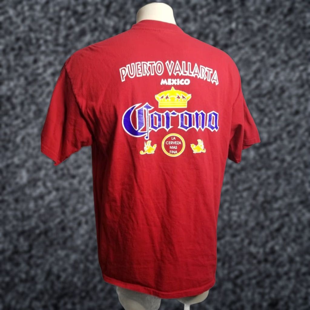 Doublet VINTAGE Corona Beach Club Mexico T Shirt 90s Double Sided Life’s a Beer XL Red Mens Cotton Logo Graphic Print Crew Neck Short Sleeve Size US L / EU 52-54 / 3 - 1 Thumbnail
