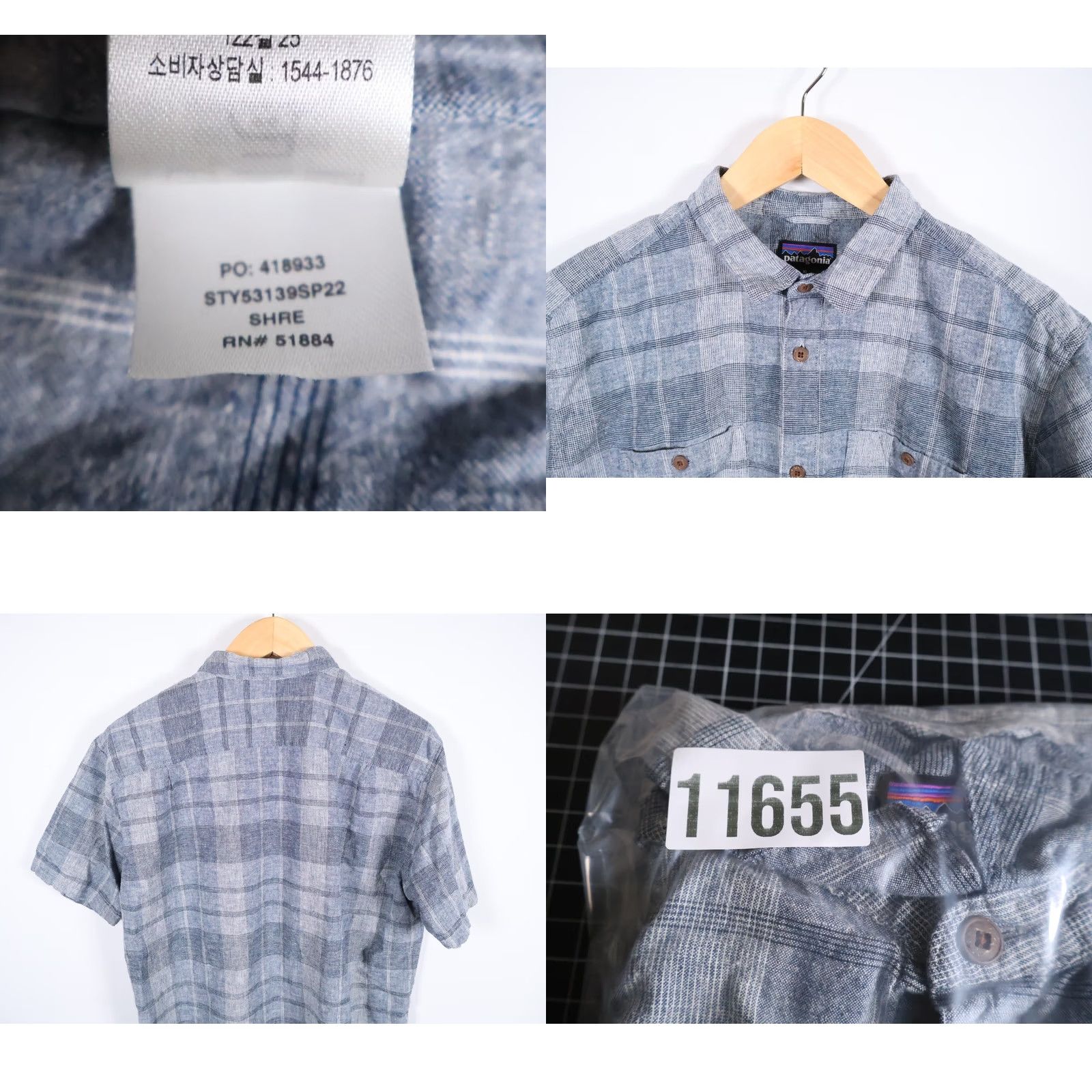 Patagonia Patagonia Shirt Men's XL Gray Plaid Check Organic Cotton Hemp Back Step Button-Up Short Sleeve Casual Workwear Winter Fall Spring Size US XL / EU 56 / 4 - 8 Thumbnail