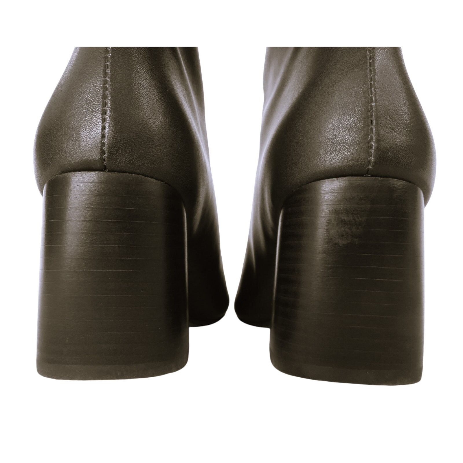 Zara ZARA Brown Pull On Leather Block Heel Knee High Boots Sz 9 Size US 9 / IT 39 - 7 Thumbnail