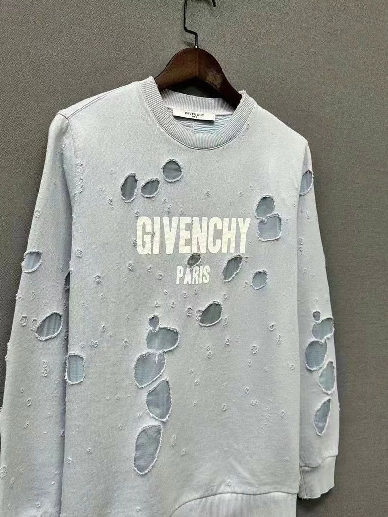 Givenchy Givenchy Foggy Blue Ripped Letter Hoodie Size US XS / EU 42 / 0 - 3 Thumbnail