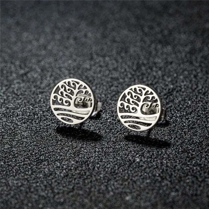 Jewelry Tree of Life Mini Stud Earrings Charm Earring Gift Size ONE SIZE - 1 Thumbnail
