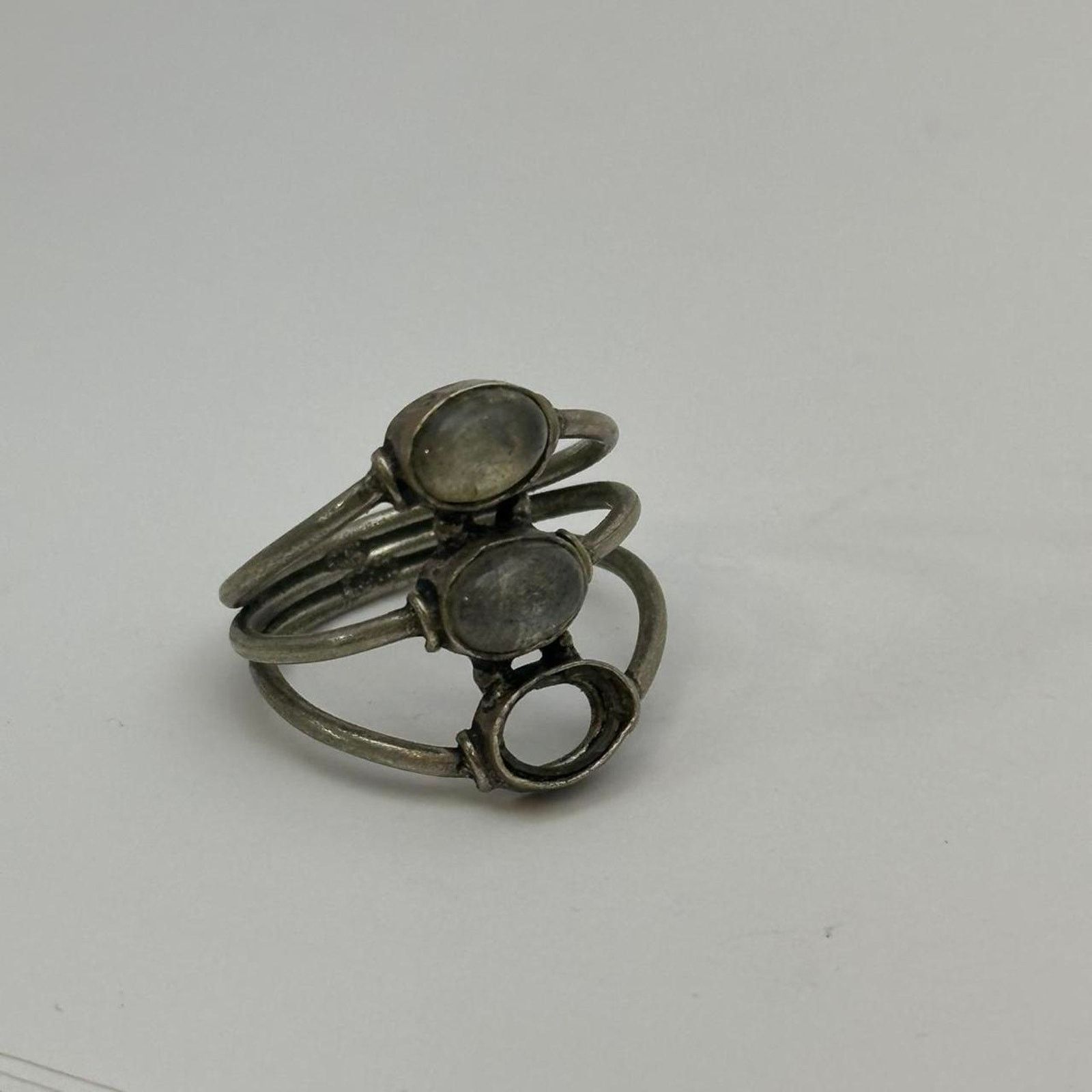 Vintage Vintage Silver Chunky Opal Stone Mini Layer 3pc Ring Size ONE SIZE - 5 Thumbnail