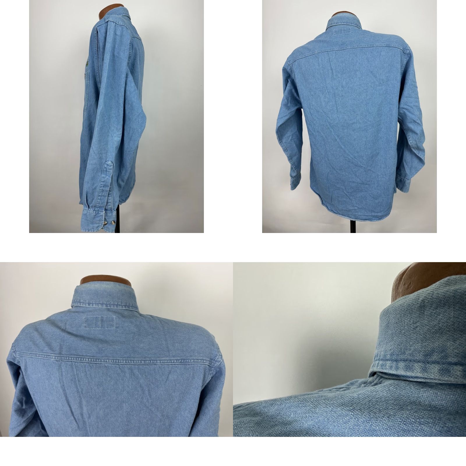 Denime VINTAGE Vantage Denim Shirt Men Small Button-Down Solid Blue 90s Casual Jeans Workwear USA Made Size US S / EU 44-46 / 1 - 8 Thumbnail