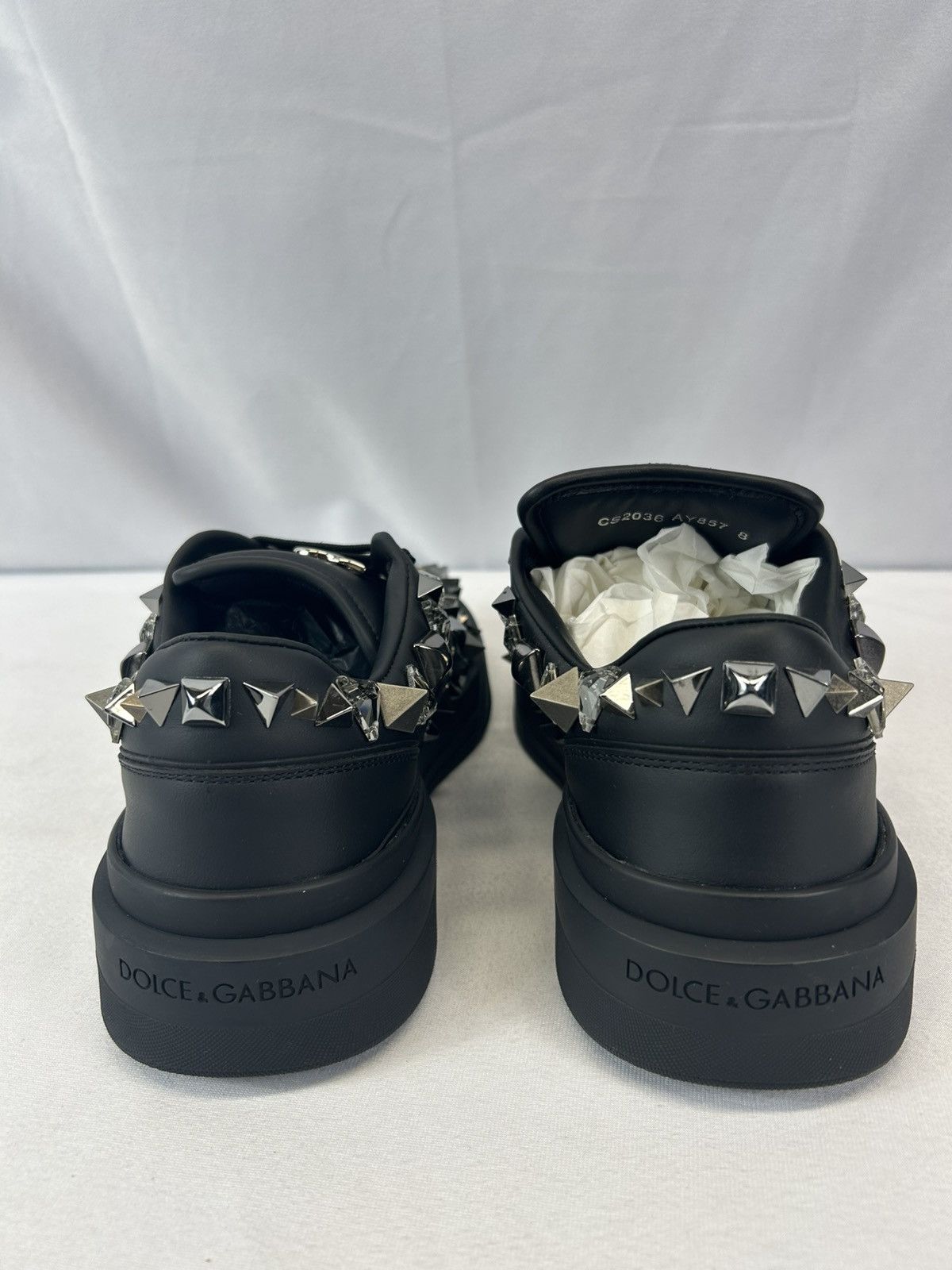 Dolce & Gabbana DOLCE&GABBANA New Roma Calfskin Nappa Sneakers w/ Studs Size US 8 / EU 41 - 7 Thumbnail