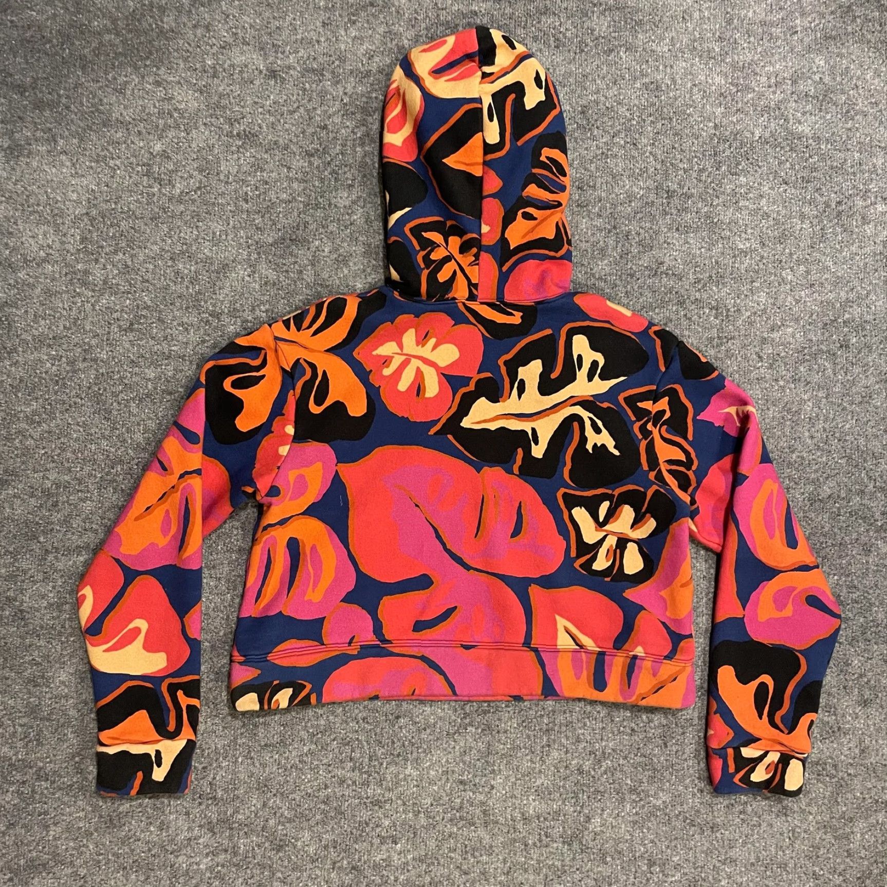 Farm Rio Farm Rio Floral Fleece Hoodie Womens Medium Multicolor Pullover Tropical Textile Cotton Polyester Hooded Drawstring All Seasons Long Sleeve Size M / US 6-8 / IT 42-44 - 2 Thumbnail