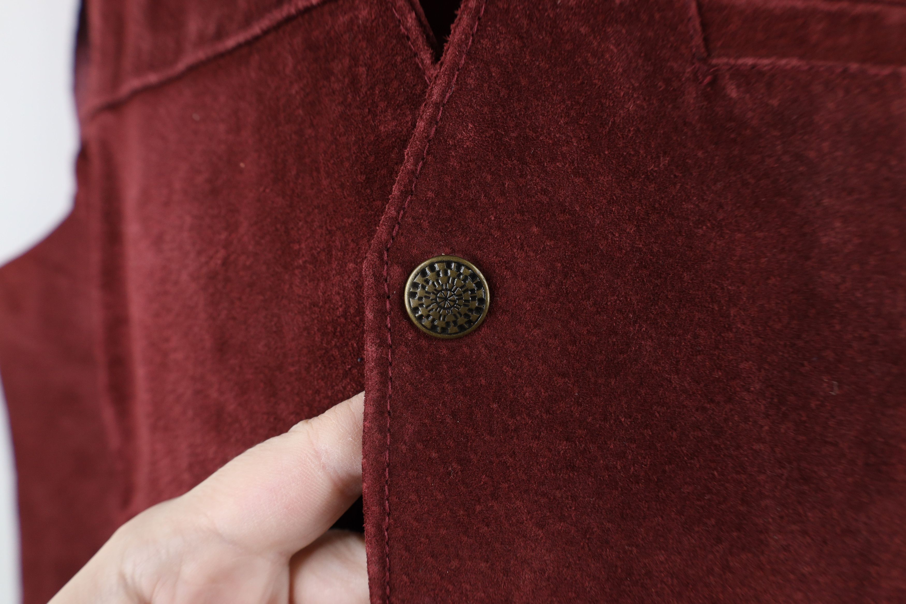 Vintage Vintage 90s Streetwear Suede Leather Button Vest Jacket Red Size US L / EU 52-54 / 3 - 6 Thumbnail