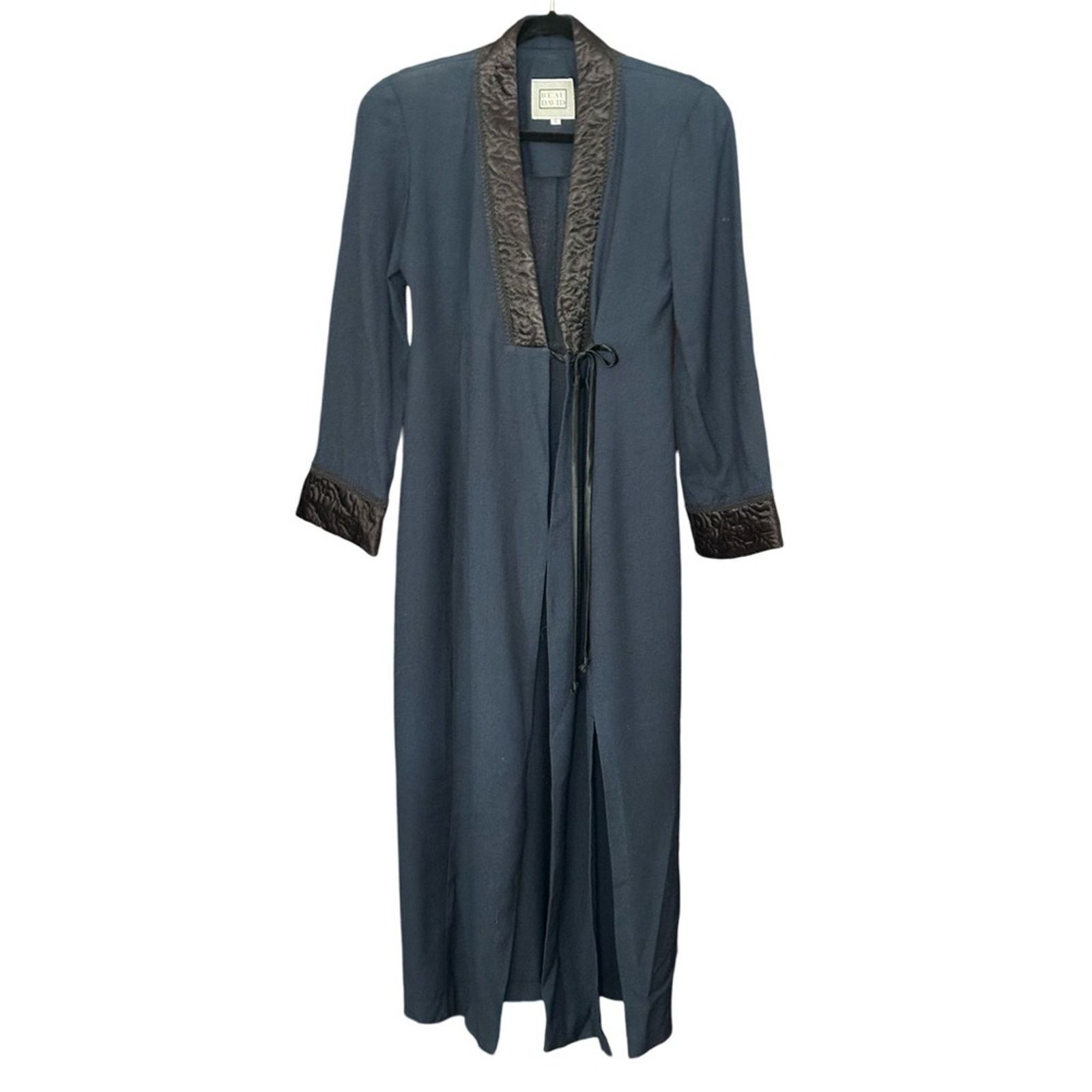 Other Beau David Navy Wool Blend Evening Robe With Side Slit Size M / US 6-8 / IT 42-44 - 3 Thumbnail