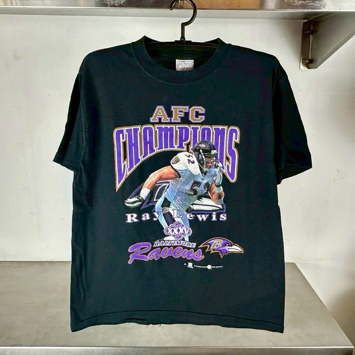 Vintage 2001 Ray Lewis Baltimore Ravens AFC Champions T-shirt Size US L / EU 52-54 / 3 - 1 Thumbnail