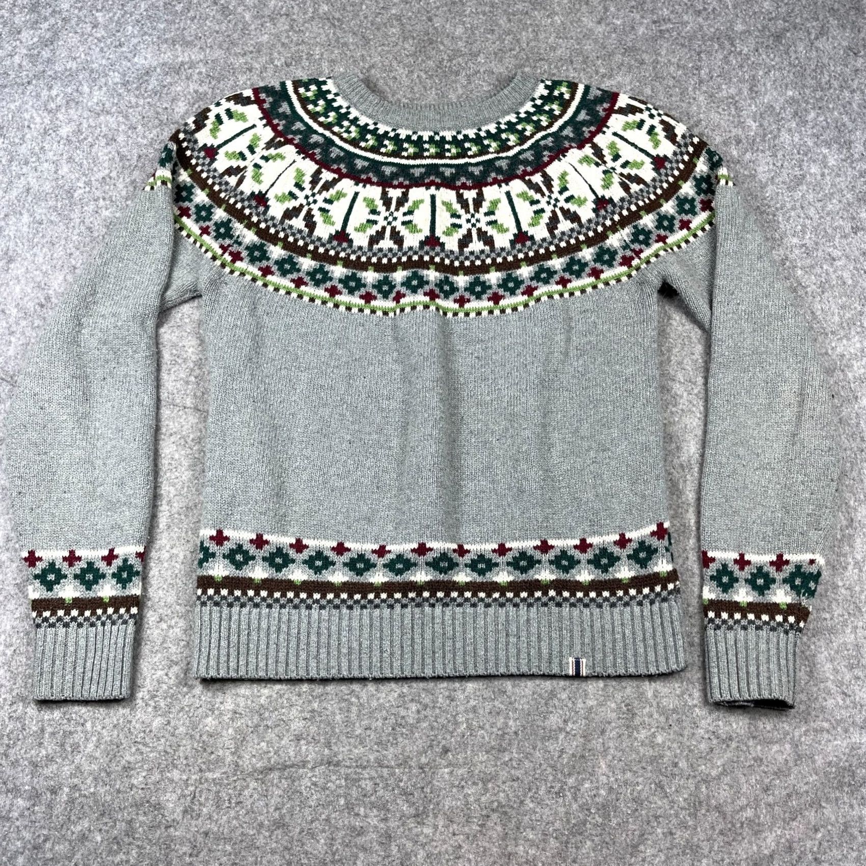 Bellfield Bellfield Nordick Sweater Medium Grey Wool Fair Isle Crewneck Knitted UK Shirt Unisex Adults M Gray Classic Nordic Ski Pullover Crew Neck Size US M / EU 48-50 / 2 - 2 Thumbnail