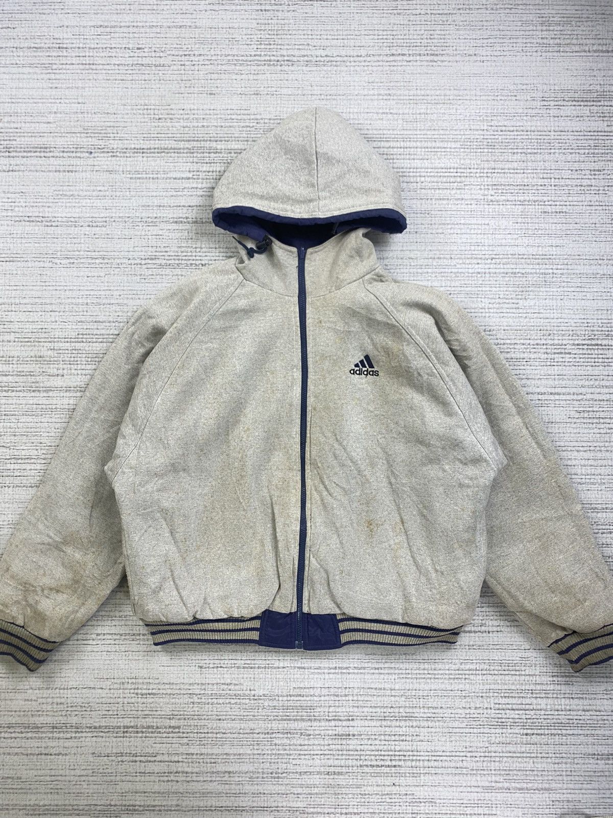 Adidas × Vintage Vintage Y2K Adidas 3 Striped Reversible Hoodie Jacket Size US XL / EU 56 / 4 - 3 Thumbnail