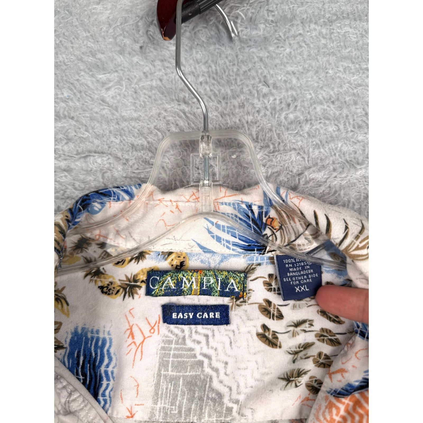 Vintage Campia Shirt Adult 2XL White Sailboat Classic Cars 100% Rayon Hawaiian Campia Moda Men Button-Up Short Sleeve Floral Casual Shirt Size US XXL / EU 58 / 5 - 7 Thumbnail
