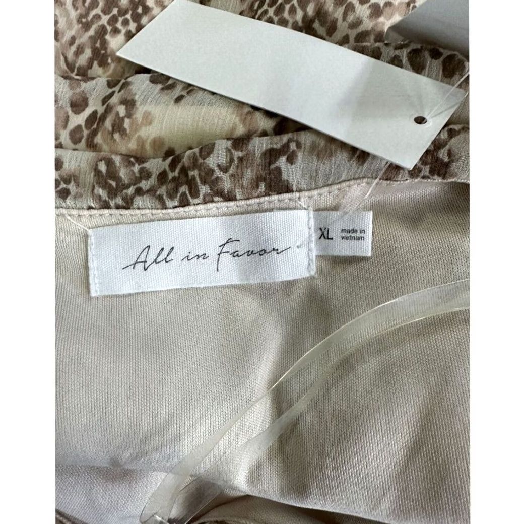 Vintage All In Favor Mini Dress Womens XL Tan Wrap V-Neck Casual Short Sleeve Ladies NEW Size 40" / US 18 - 3 Thumbnail