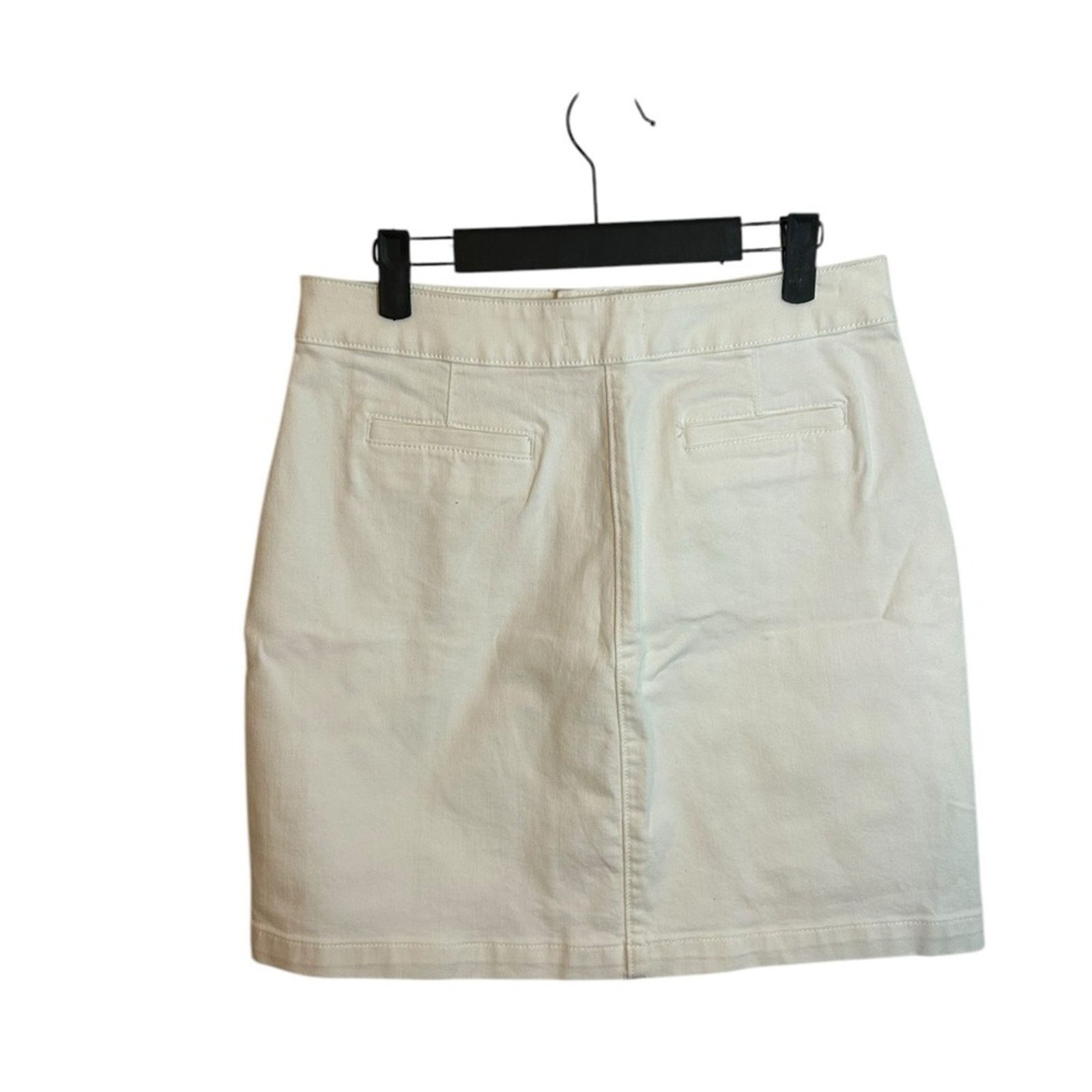 Loft Loft White Denim Button Front Skirt Size 27" / US 4 / IT 40 - 2 Thumbnail