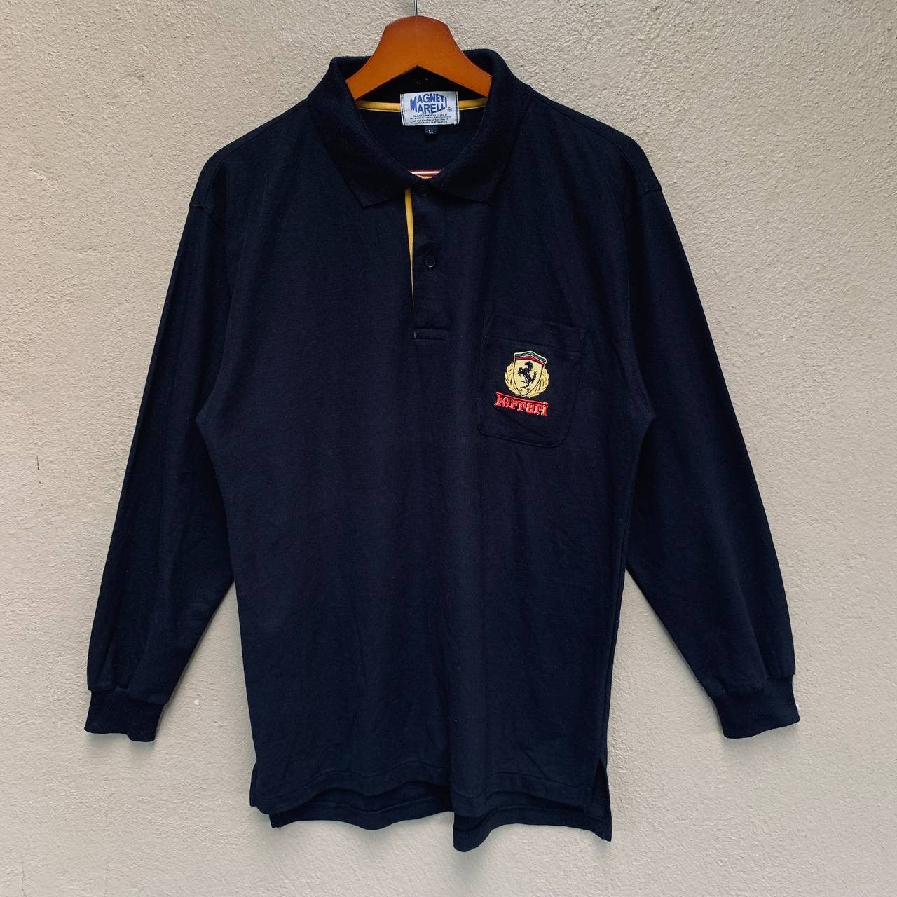 Ferrari Vintage FERRARI Embroidered Logo Pocket Long Sleeve Polo Tee Size US M / EU 48-50 / 2 - 1 Thumbnail