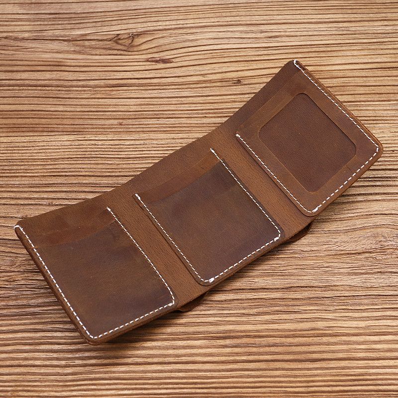 Japanese Brand × Leather × Vintage Handmade Short Trifold Leather Wallet Size ONE SIZE - 5 Thumbnail