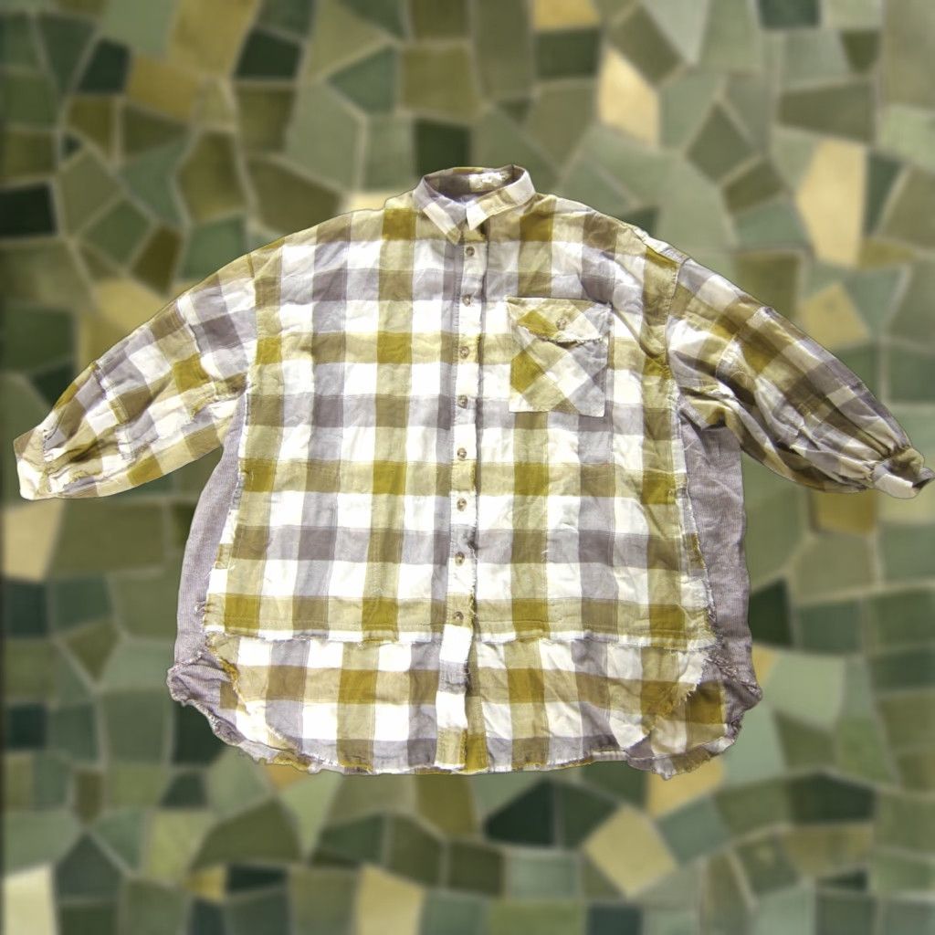 Vintage Easel Blouse Shirt 3/4 Sleeve Collar Oversize Yellow Plaid Cotton S Women Size S / US 4 / IT 40 - 1 Thumbnail