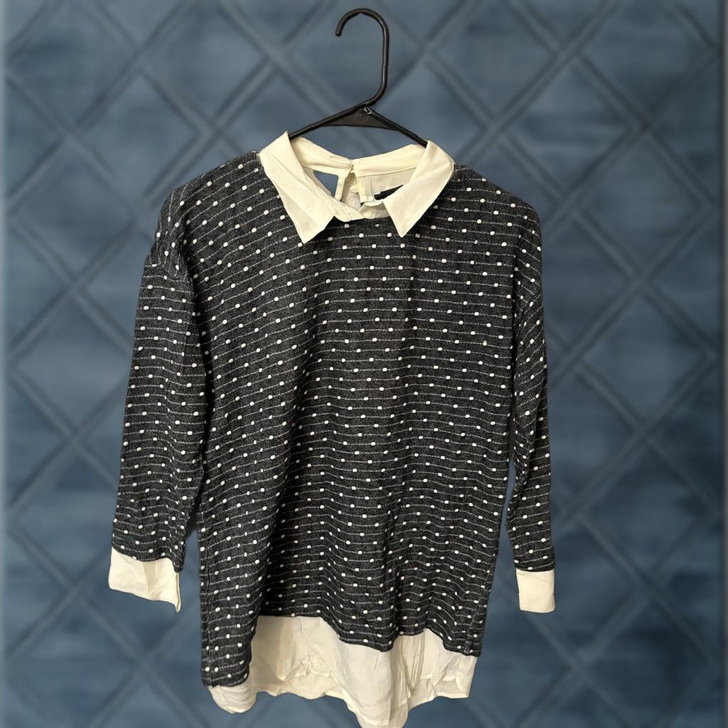 Ann Taylor VINTAGE Ann Taylor Tweed Blouse Shirt Women's Small Long Sleeve Collared Office Casual Preppy Fall Spring Summer Size S / US 4 / IT 40 - 1 Thumbnail