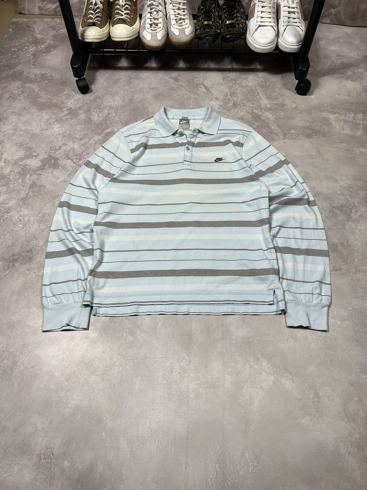 Vintage Vintage Nike Striped Y2k Rugby Long sleeve Size US S / EU 44-46 / 1 - 2 Thumbnail