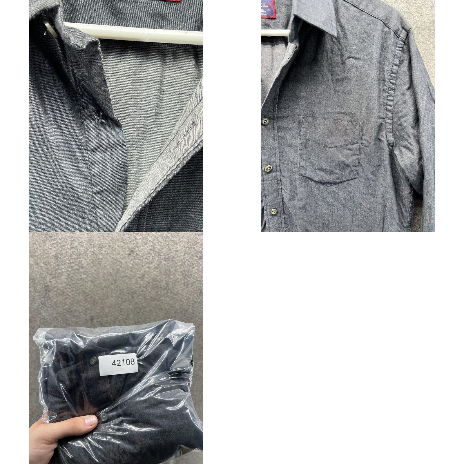 UNTUCKit UNTUCKit Shirt Mens Small Gray Solid Long Sleeve Button Front Casual Woven Size US S / EU 44-46 / 1 - 8 Thumbnail