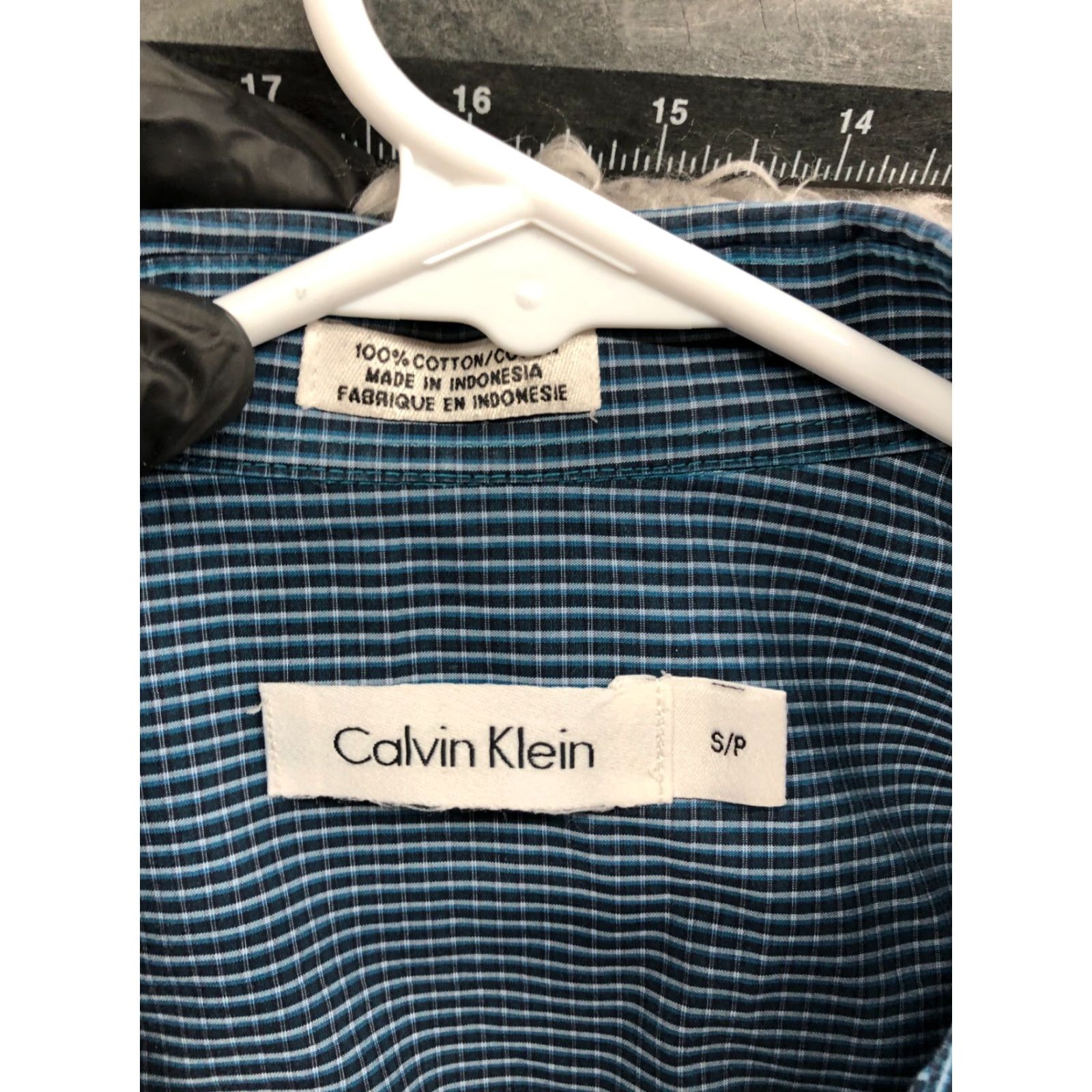 Calvin Klein Calvin Klein Shirt Mens S Long Sleeve Spread Collar Plaid Blue Size US S / EU 44-46 / 1 - 7 Thumbnail
