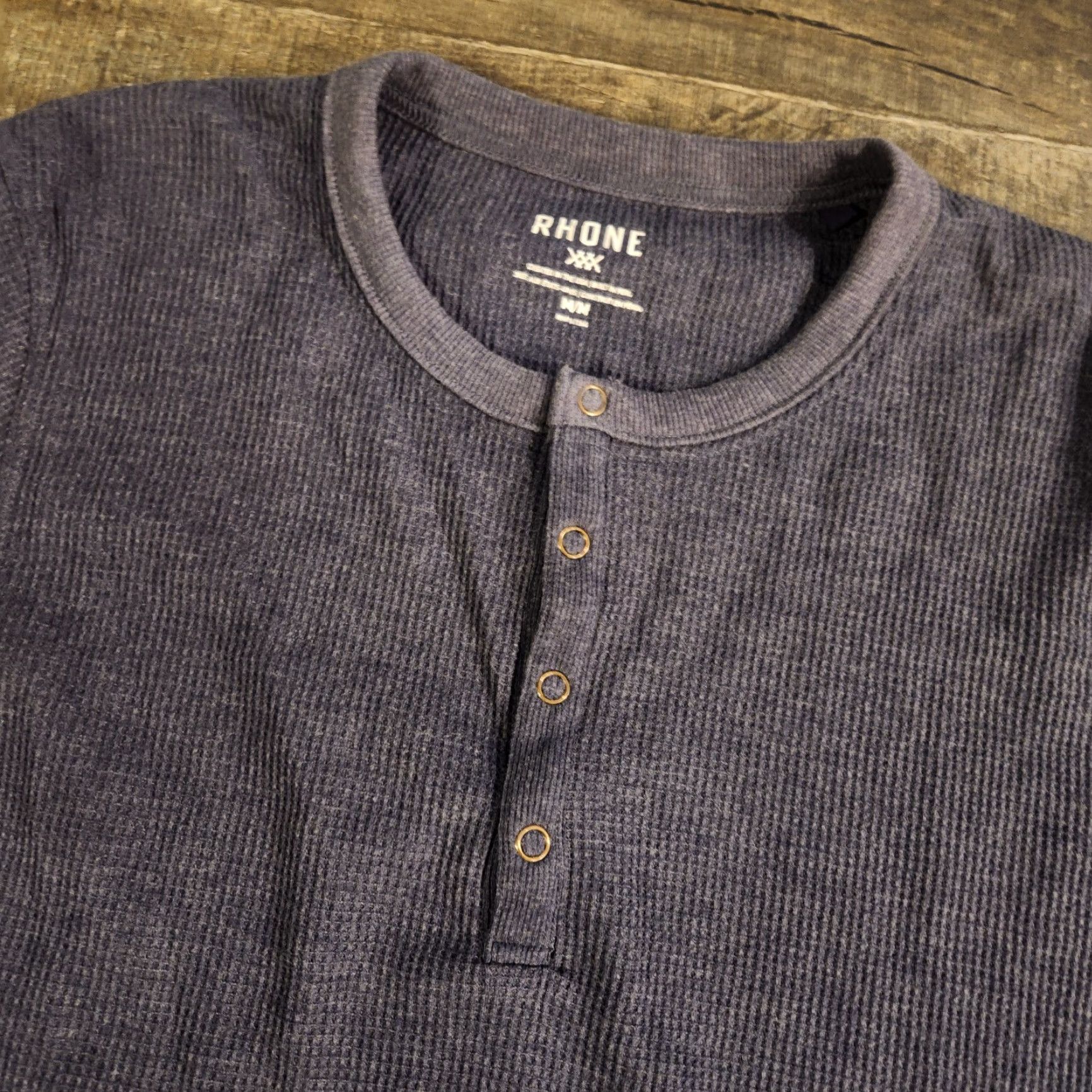 Rhone Rhone Mens Waffle Henley Long Sleeve Thermal Lightweight Navy Medium Regular T-Shirt Button-Front Cotton Polyester Outdoor Preppy Sports Classic Size US M / EU 48-50 / 2 - 2 Thumbnail