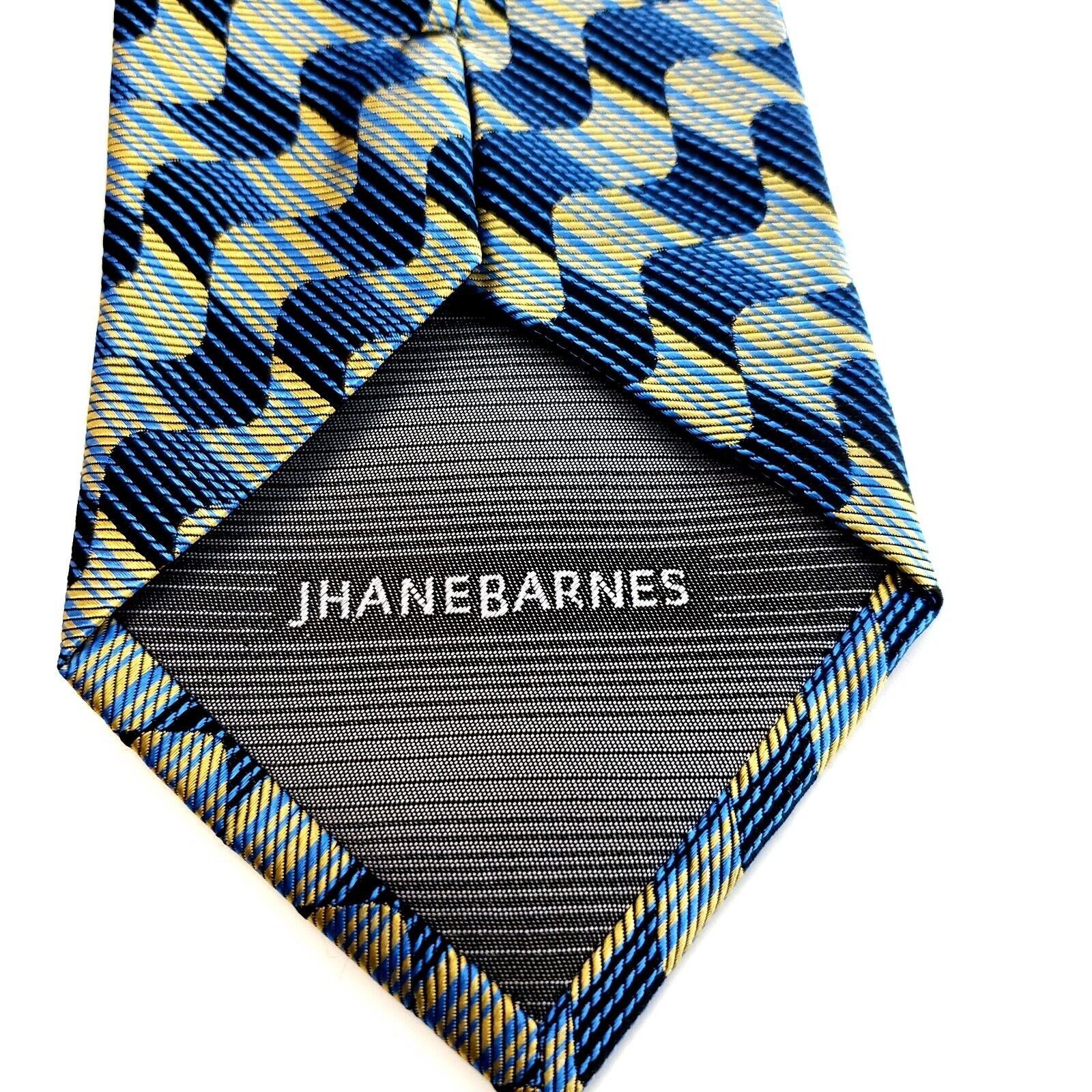 Jhane Barnes Jhane Barnes Woven Blue Yellow Woven Abstract Geometric Silk Size ONE SIZE - 5 Thumbnail