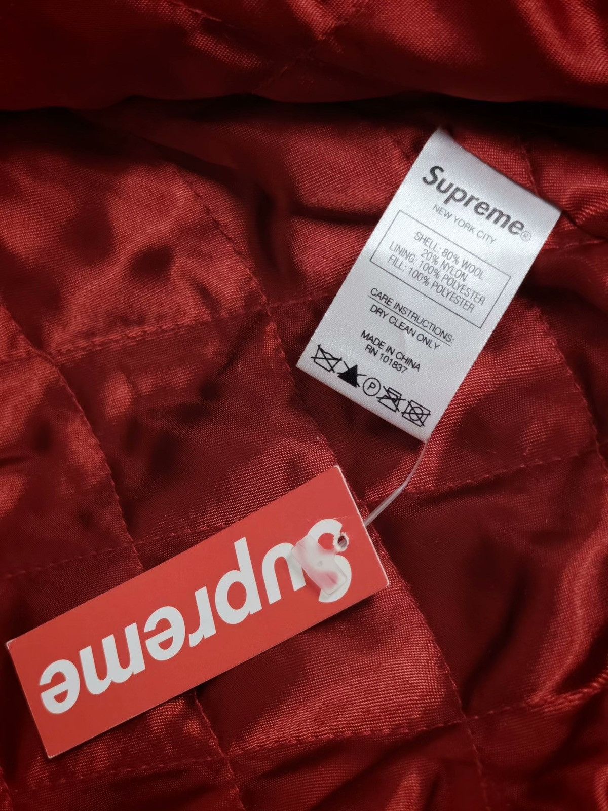 FW19 Supreme Delta Logo Varsity Jacket Red