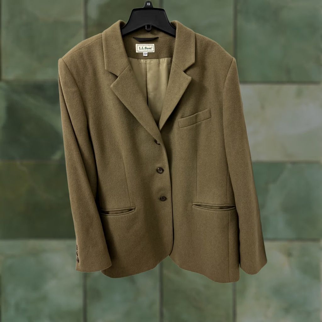 Vintage VINTAGE L.L. Bean Blazer Jacket Womens 20P Brown Wool Cashmere Made In USA Blazer Equestrian Wool/Nylon? Size 3XL / US 20-22 - 1 Thumbnail