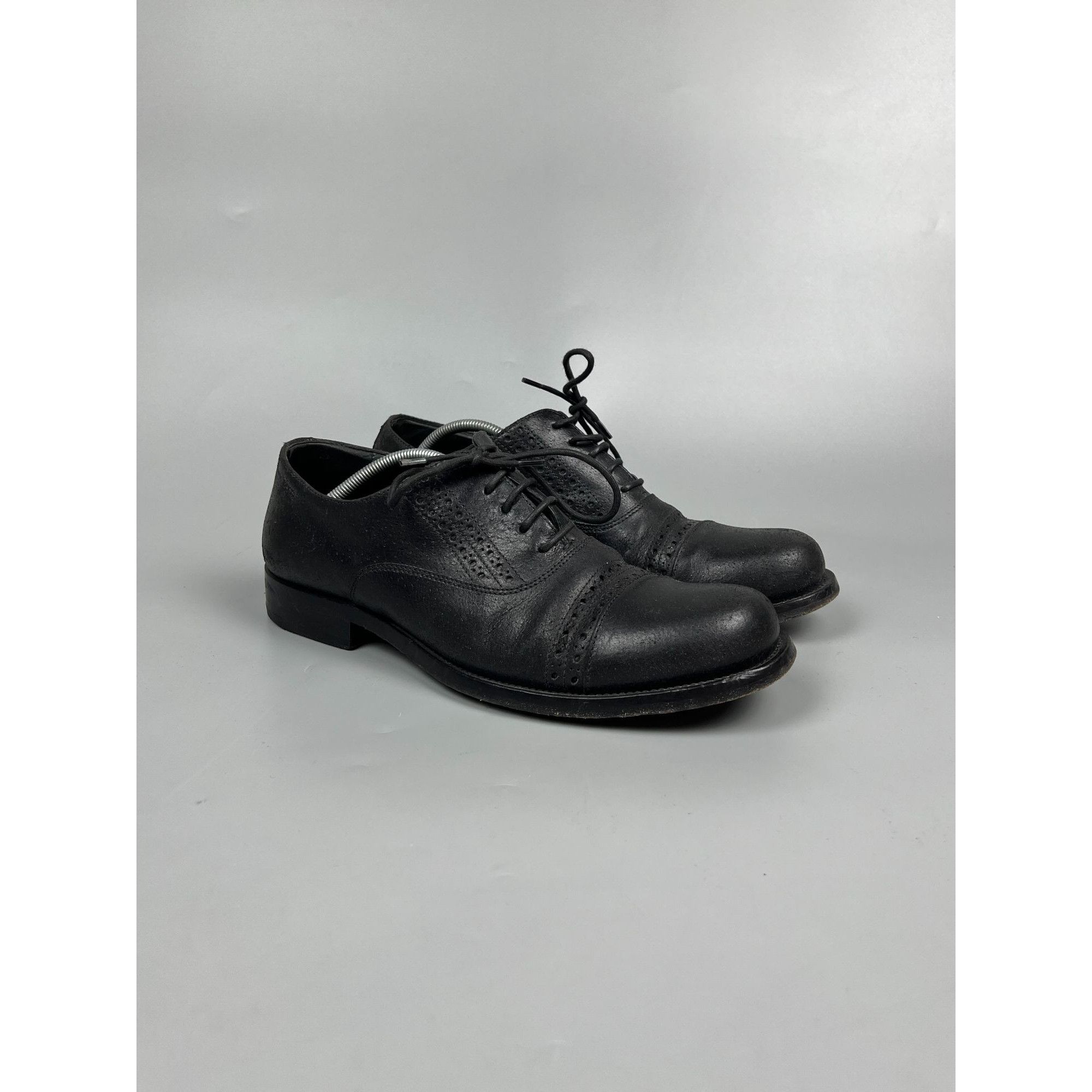Hugo Boss Hugo Boss Black Leather Round Toe Oxford Shoes (Y1021) Size US 9 / EU 42 - 2 Thumbnail