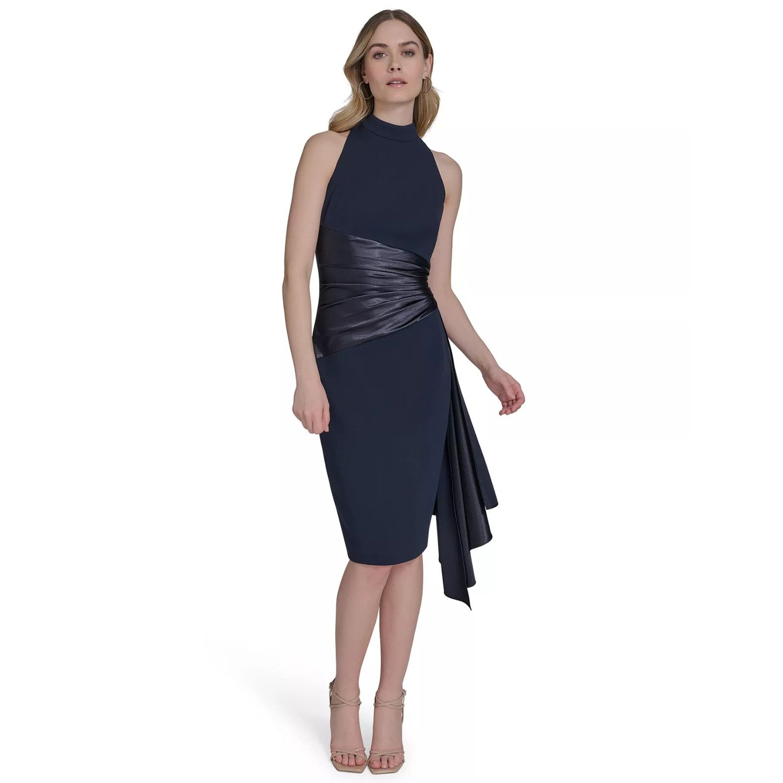 Other Eliza J Women's Waist-Wrap Scuba Sleeveless MIDI - Navy-8 Size M / US 6-8 / IT 42-44 - 2 Thumbnail