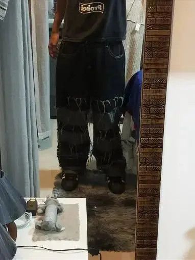 Designer × Japanese Brand Jeans Patchwork Darkwear Size US 30 / EU 46 - 4 Thumbnail