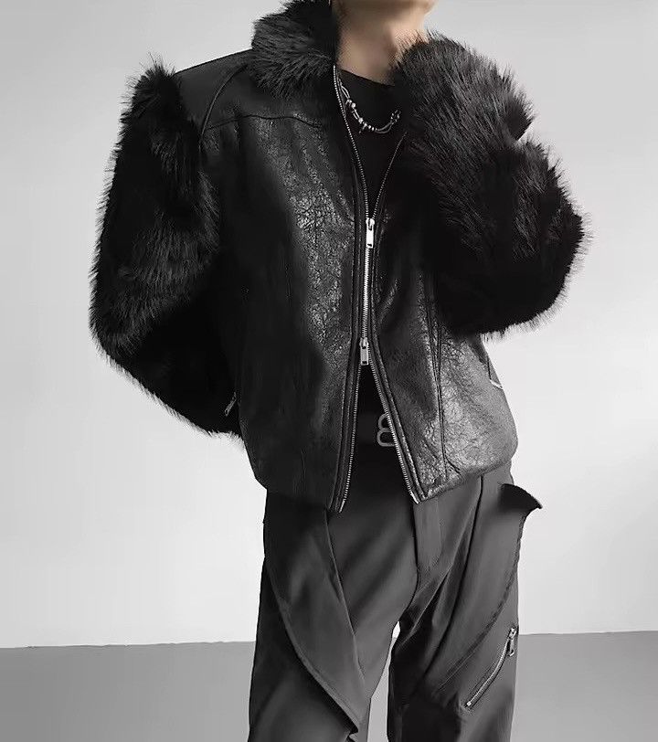 Leather Streetwear Designer Fur PU Leather Patchwork Jacket Size US L / EU 52-54 / 3 - 7 Thumbnail