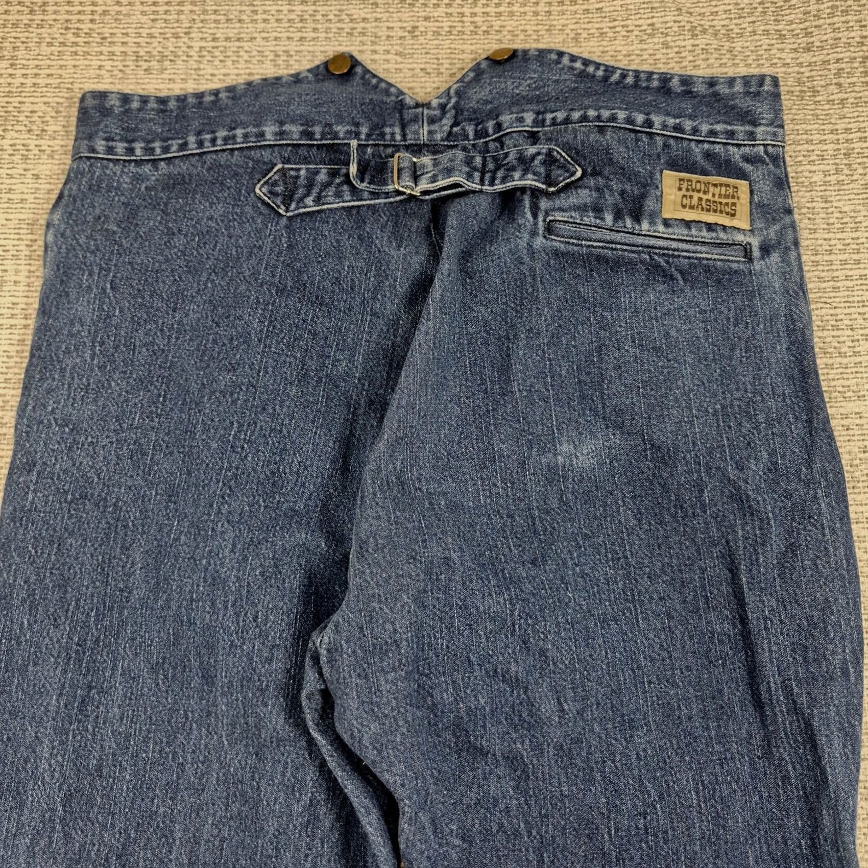 Vintage Frontier Classics Jeans Mens 42x34 Blue Regular Fit Straight Western Buckle Back Size US 42 / EU 58 - 3 Thumbnail