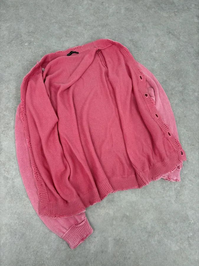 Daniele Alessandrini Daniele Alessandrini Pink Distressed Cardigan Sweater Size US S / EU 44-46 / 1 - 7 Thumbnail